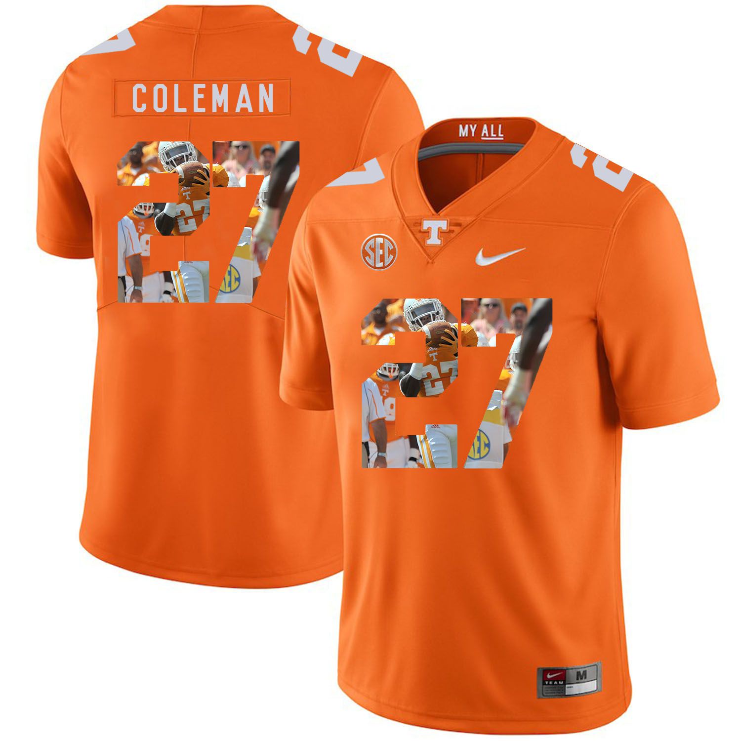 Men Tennessee Volunteers #27 Coleman Orange Fashion Edition Customized NCAA Jerseys